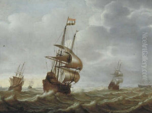 Schepen op volle zee, links een fluit, rechts een bewapende koopvaarder Schepen op volle zee, links een fluit, rechts een bewapende koopvaarder