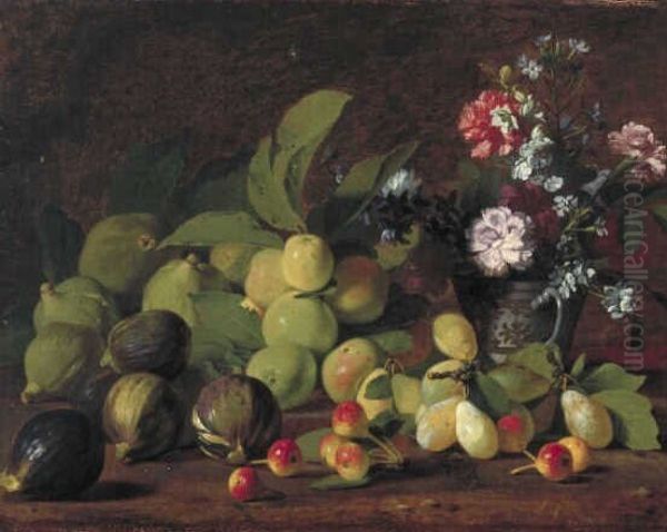 Stilleven van vruchten en bloemen - view 1