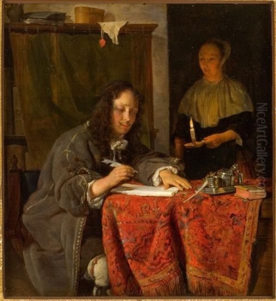 A young man writing a letter - view 1