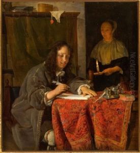 A young man writing a letter by Gabriel Metsu