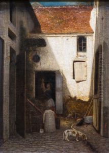 Cour de ferme by Alexandre-Gabriel Decamps