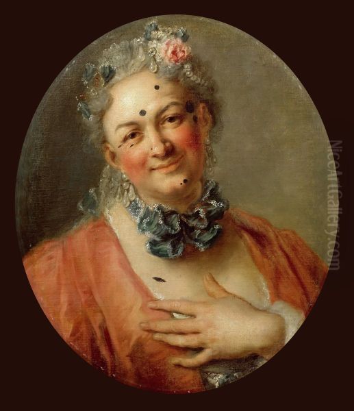 Le chanteur Pierre de Jelyotte (1713-1797), dans le role de la nymphe Platee, de l'opera bouffe de Rameau "Platee ou Junon jalouse" (cree en 1745). - view 1