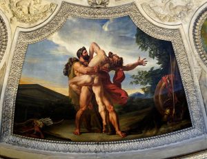 Plafond : La Terre.Combat d'Hercule et d'Antee. by Auguste Couder