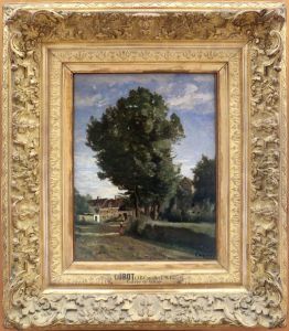Entree de village, environs de Beauvais du cote de Voisinlieu. by Jean-Baptiste Camille Corot