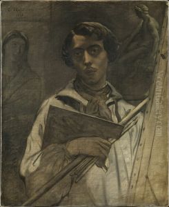 Portrait de l'artiste tenant une palette. by Theodore Chasseriau