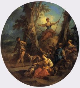 The Swing by Pierre-Jacques Cazes