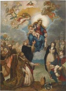 The Virgin And Child Presenting A Rosary To Saint Catherine