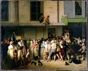 L'entree du theatre de l'Ambigu-Comique a une representation gratis by Louis-Leopold Boilly