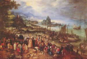 Sea port with the lecture of Christ by Jan Brughel