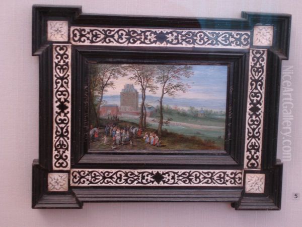 Archduke Albrecht and Isabella before Castle Mariemont - view 1