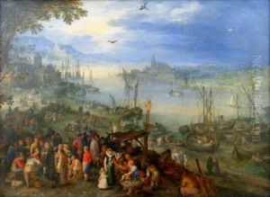 Fish market on the banks of a river