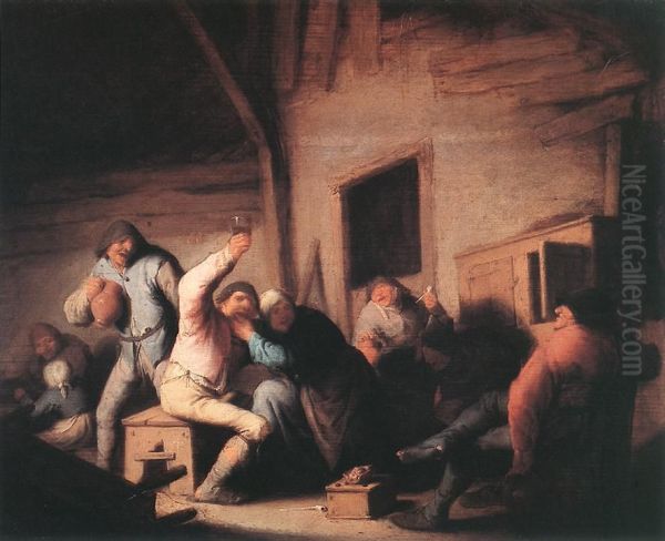 Carousing peasants in a tavern - view 1