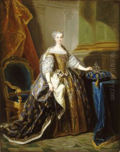 Portrait of Marie Leszczynka. by Jean-Baptiste van Loo
