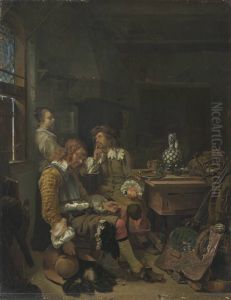 Der schlafende Offizier im Gasthaus by Frans van Mieris