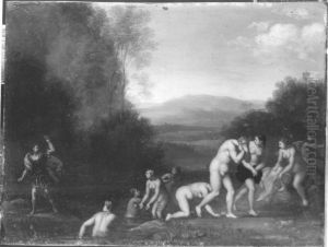 Diana im Bade und Aktaon by Cornelius van Poelenburgh