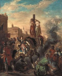 Clorinda Rescues Olindo and Sophronia by Eugene Delacroix