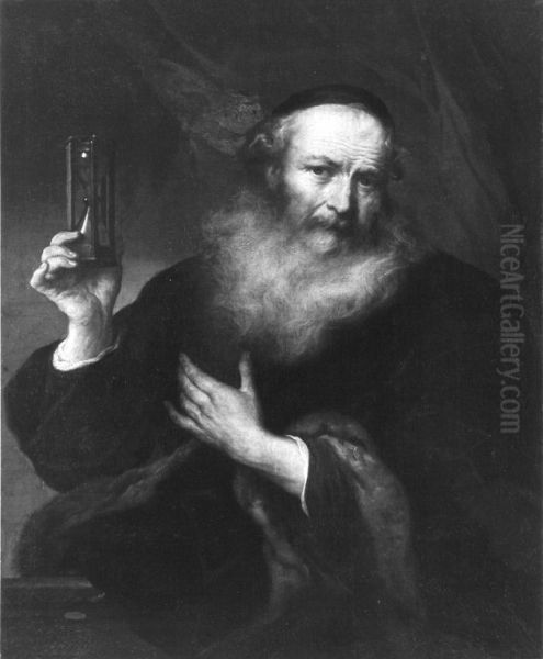 Portrait of an old man with hourglass - view 1