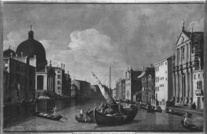Canale Grande mit der Chiesa degli Scalzi alle Fondamenta della Croce und San Simeone Piccola by Canaletto