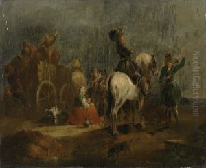 Fahrendes Volk mit Reiter bei der Rast by August Querfurt