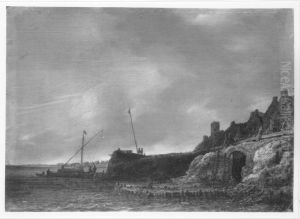 Kuste bei ruhiger See by Simon De Vlieger