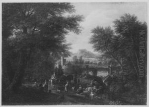 Landschaft mit Bogenbrucke by Pieter Bout