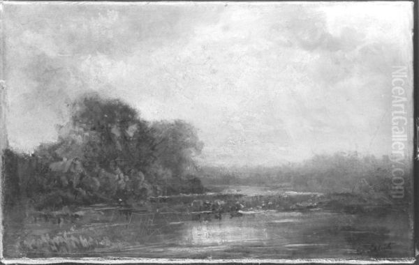 Landschaft mit Kuhen am Wasser - view 1