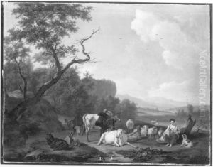 Landschaft mit rastender Herde by Nicolas Henri Joseph De Fassin