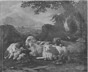 Ruhende Schafherde by Franz Joachim Beich