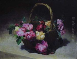 Panier De Roses  by Achille Theodore Cesbron