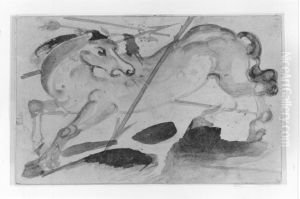 Das Schlachtpferd des Prinzen Jussuffs by Franz Marc
