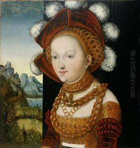 A finely dressed young Lady / Portrait of a Young Woman by Lucas Cranach the Elderand workshop