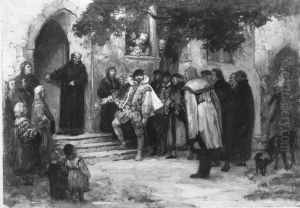 Herzog Christoph von Wurttemberg besichtigt ein zur Schule umgewandeltes Kloster by Wilhelm Lindenschmit the Younger