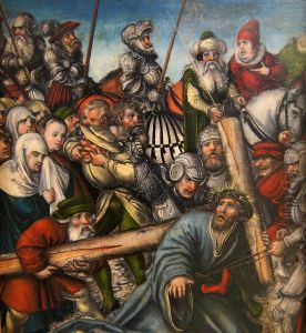 Agony in the Garden, Christ is Crowned with Thorns, Christ on the Way to Calvery [recto, left wing panel] by Lucas Cranach the Elder