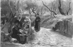 Hohlweg im Olivenhain (S. Terenzo) by Albert Lang