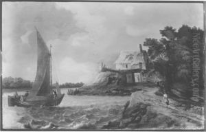 Hutte an einem Kanal by Bonaventura Peeters the Elder