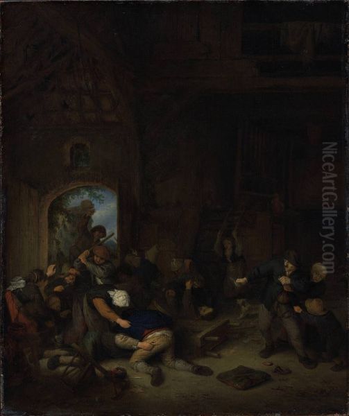 Peasants fighting - view 1
