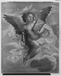 Fliegender Engel mit zwei Buchern