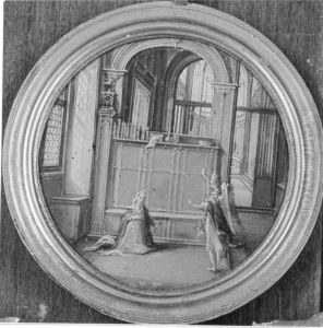 Church interior with the Annunciation to the Virgin Mary