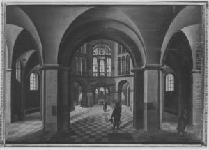 The Interior of Aachen Cathedral by Hendrik van Steenwijk I