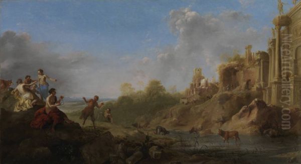 Ruinenlandschaft mit tanzendem Faun - view 1