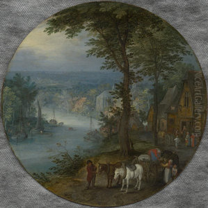 Wirtshaus an der Uferstrasse by Jan Brughel