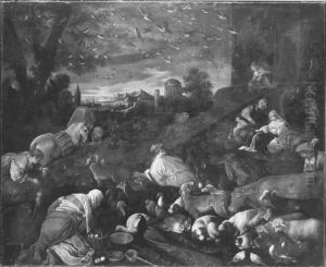 Einzug der Tiere in die Arche Noah by Jacopo Bassano