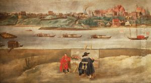View of Warsaw from Vistula river by Christian Melich