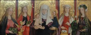 Predella mit den hll. Barbara, Margaretha, Anna Selbdritt, Dorothea und Maria Magdalena by Bartholomaus Zeitblom