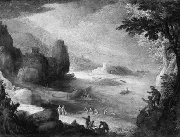 Landschaft mit Ausblick auf eine Meeresbucht - view 1