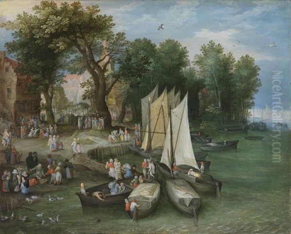 River Scene with Boats - view 1