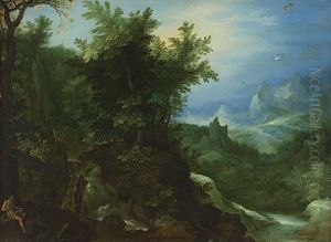 Waldlandschaft mit dem hl. Hieronymus by Jan Brughel