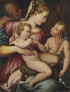 Heilige Familie mit dem Johannesknaben by Giorgio Vasari