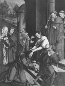 Fall Christi vor dem Palast des Pilatus (abgespaltene Ruckseite von WAF 923) by Hans Leonhard Schaufelein