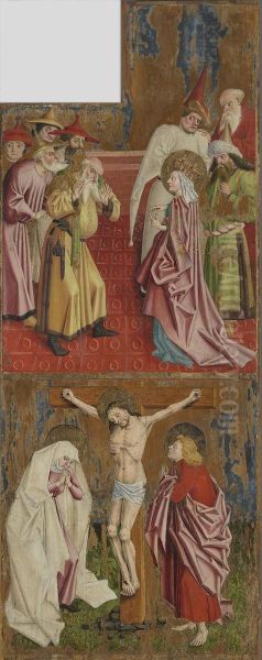 Kreuzaltar, Flugelaussenseite: Die Kaiserin Helena befragt die Juden und Kreuzigung Christi - view 1